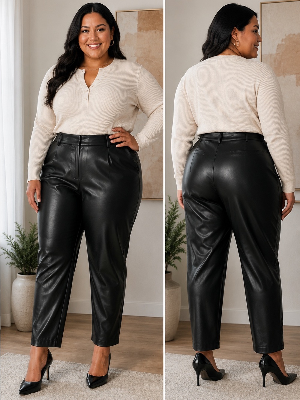 Ophelia Roe Faux Leather High-Waist Pants - NWT